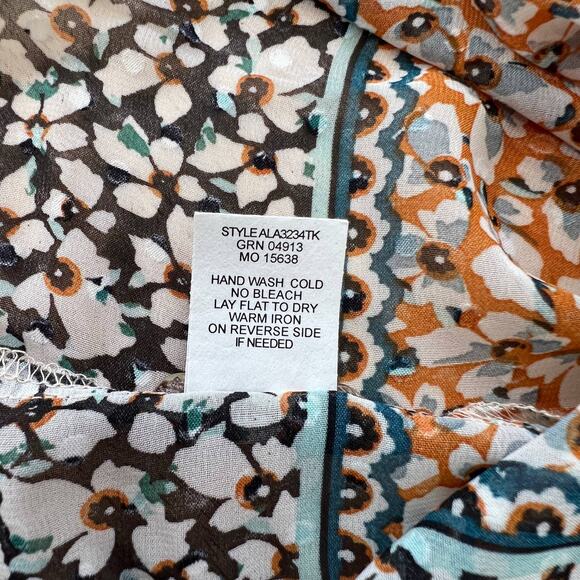 Figueroa & Flower Floral Print‎ Pintuck Button Down Boho Career Workwear Blouse - Picture 7 of 7